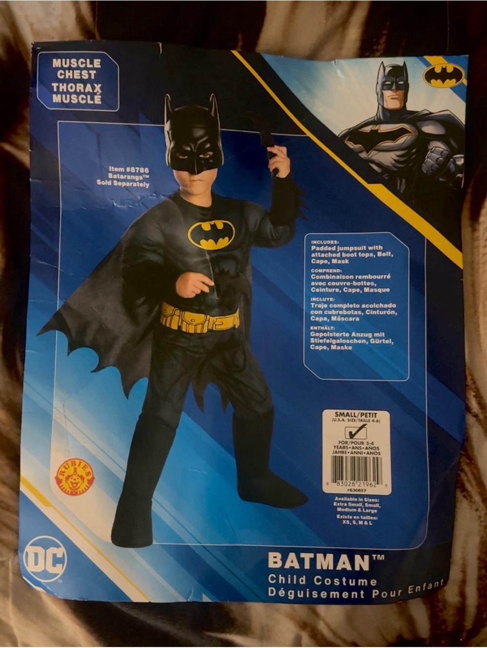 DC Batman Kids Black and Yellow Muscle Chest Costume with Cape & Mask